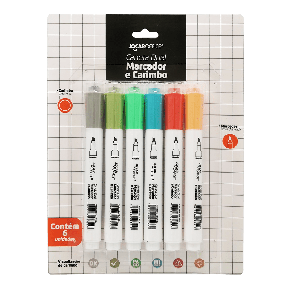 CANETA DUAL MARCADOR E CARIMBO JOCAR OFFICE